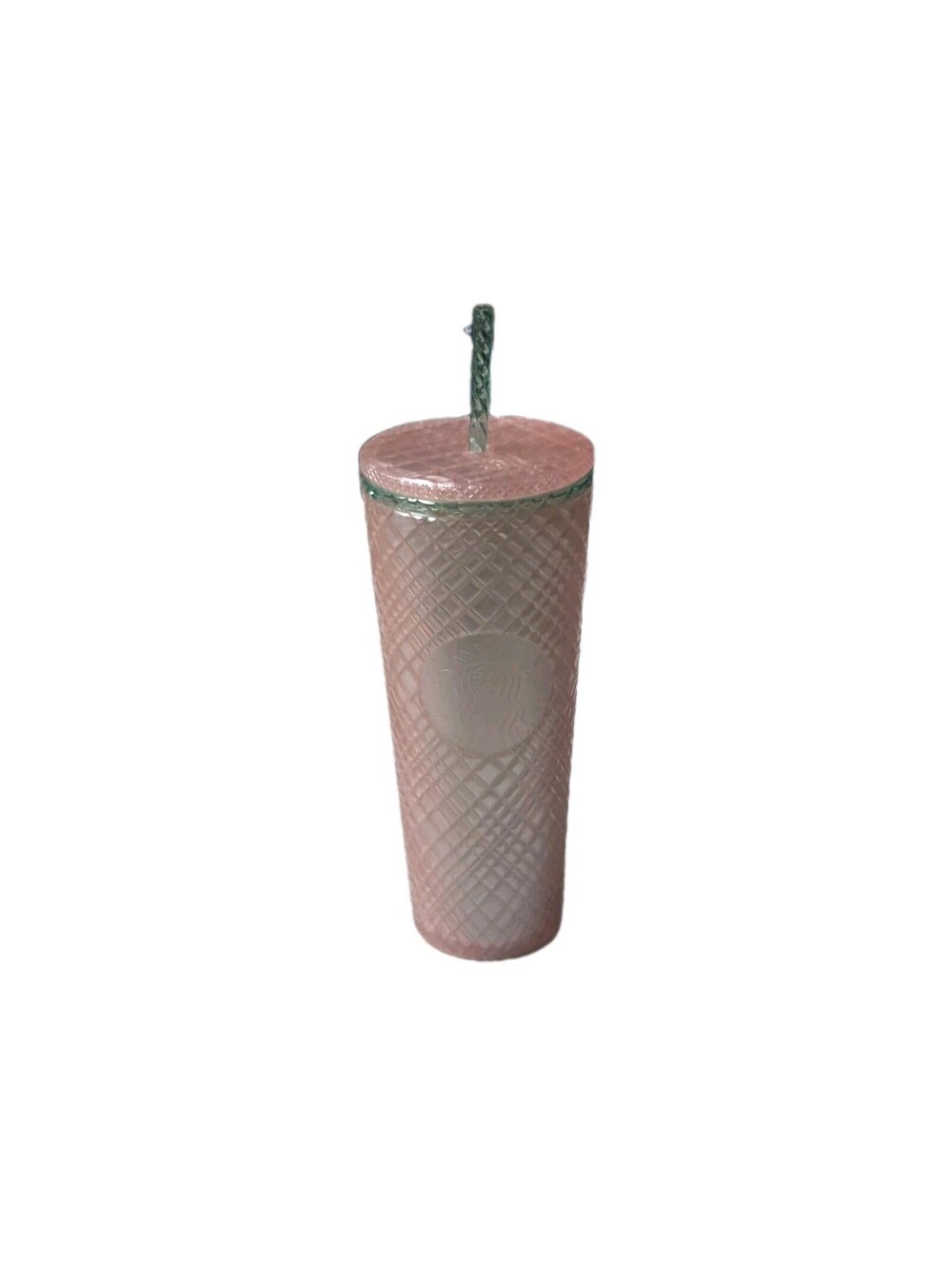 EUC Starbucks 2021 Studded Cold Tumbler 24 oz Summer Jeweled Pearl Pink / Green